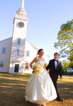 Bride and Groom on Cohasset Common