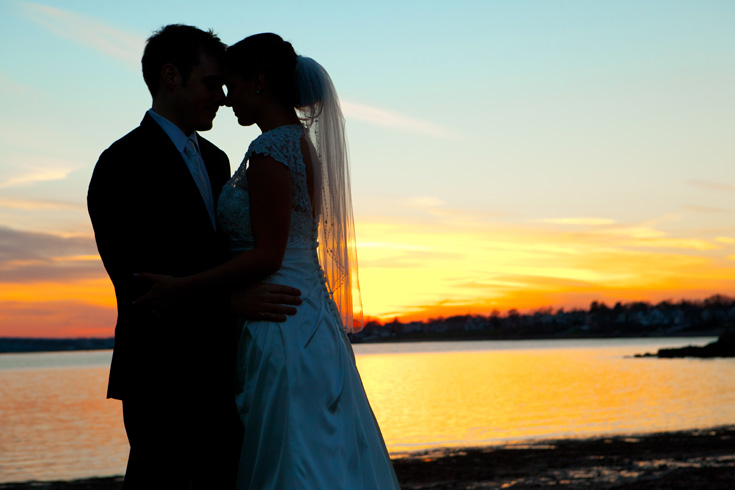 bride and groom wedding at sunset Lynch Park Beverly